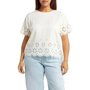 Madewell NWT Floral Eyelet Crop Top In Lighthouse‎ in Size 1X & 3X MSRP $92